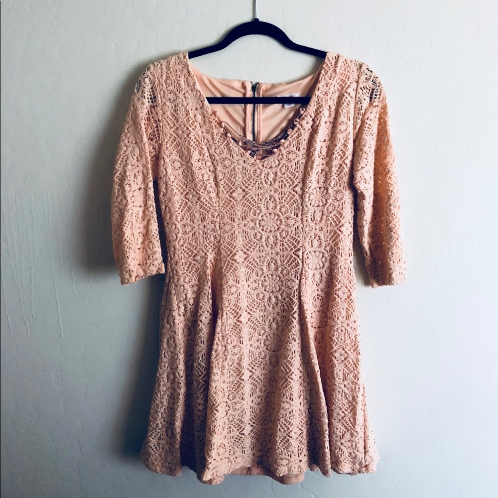Peach Quarter Sleeve Dress